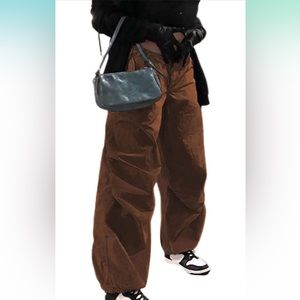 Brown Adjustable Parachute Pants